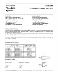 AMS1083CT-3.0 datasheet: 3.0V 8A low dropout voltage regulator AMS1083CT-3.0
