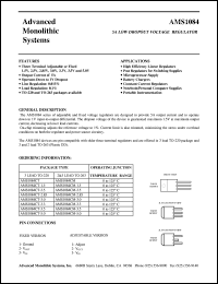 AMS1084CT-2.5 datasheet: 2.5V 5A low dropout voltage regulator AMS1084CT-2.5