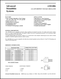 AMS1086CT-3.5 datasheet: 3.5V 1.5A low dropout voltage regulator AMS1086CT-3.5