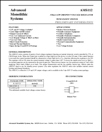 AMS112M1-3.5 datasheet: 3.5V 150mA low dropout voltage regulator with on/off switch AMS112M1-3.5