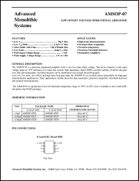 AMSOP-07CP datasheet: Low offset voltage operational amplifier AMSOP-07CP