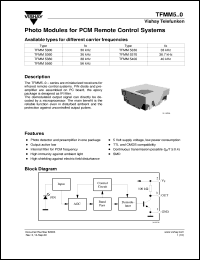 TFMM5370 datasheet: Photo module for PCM remote control systems, 36.7kHz TFMM5370