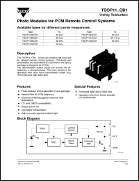 TSOP1138CB1 datasheet: Photo module for PCM remote control systems, 38kHz TSOP1138CB1