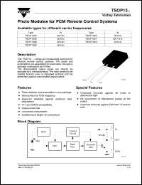 TSOP1336 datasheet: Photo module for PCM remote control systems, 36kHz TSOP1336