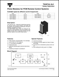 TSOP1837QJ1 datasheet: Photo module for PCM remote control systems, 36.7kHz TSOP1837QJ1