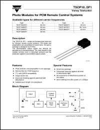 TSOP1836SF1 datasheet: Photo module for PCM remote control systems, 36Hz TSOP1836SF1