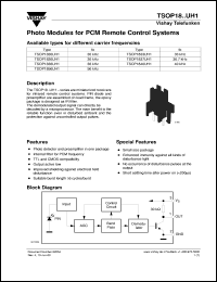 TSOP1836UH1 datasheet: Photo module for PCM remote control systems, 36kHz TSOP1836UH1