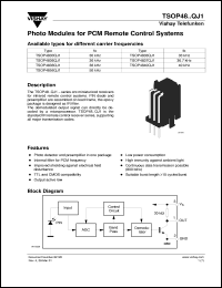 TSOP4837QJ1 datasheet: Photo module for PCM remote control systems, 36.7kHz TSOP4837QJ1