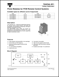 TSOP4836RF1 datasheet: Photo module for PCM remote control systems, 36kHz TSOP4836RF1