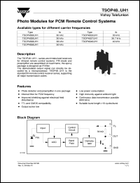 TSOP4837UH1 datasheet: Photo module for PCM remote control systems, 36.7kHz TSOP4837UH1
