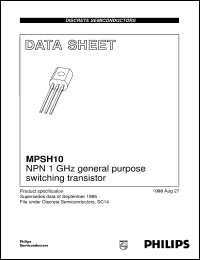 MPSH10 datasheet: NPN 1 GHz general purpose switching transistor MPSH10