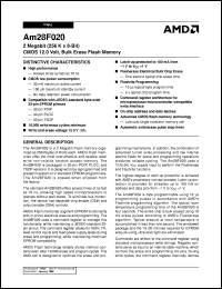 AM28F020-90JCB datasheet: 2 megabit CMOS 12.0 volt, bulk erase flash memory AM28F020-90JCB