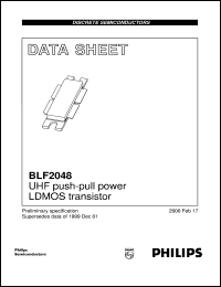 BLF2048 datasheet: UHF push-pull power LDMOS transistor BLF2048