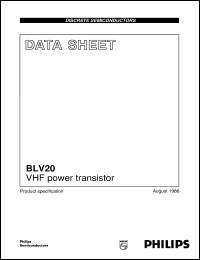 BLV20 datasheet: VHF power transistor BLV20