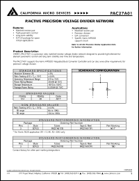 PAC27A01T datasheet: P/active precision voltage divider network PAC27A01T