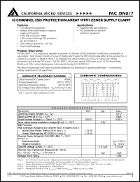 PACDN017Q datasheet: 18 channel ESD protection array with zener supply clamp PACDN017Q