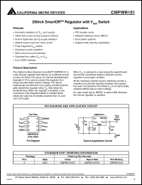 CMPWR101 datasheet: 250mA smartOR regulator CMPWR101