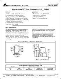 CMPWR330 datasheet: 400mA smartOR regulator CMPWR330