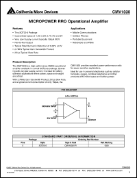 CMV1030Y datasheet: Micropower RRO operational amplifier CMV1030Y