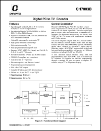CH7003B-V datasheet: Digital PC to TV encoder CH7003B-V