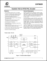 CH7002D-V datasheet: Scalable VGA to NTSC/PAL encoder CH7002D-V