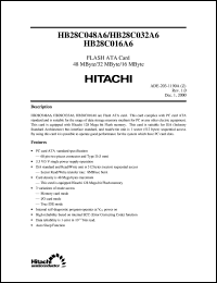 HB28C016A6 datasheet: Flash ATA cart 16 MByte HB28C016A6