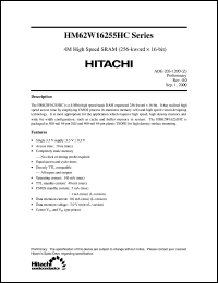 HM62W16255HCLTT-10 datasheet: 4M High speed SRAM (256-kword x 16-bit) HM62W16255HCLTT-10