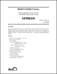 HM62V16256CLTTI-7 datasheet: Wide temperature range version 4M SRAM (256-kword x 16-bit) HM62V16256CLTTI-7