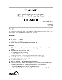 HA12209F datasheet: Audio signal processor for cassette deck (dolby B-type NR with recording system) HA12209F