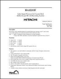 HA12215F datasheet: Audio signal processor for cassette deck (dolby B-type NR with recording system) HA12215F