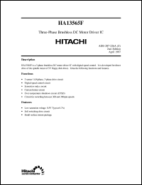 HA13565F datasheet: Three-phase brushless motor driver IC HA13565F