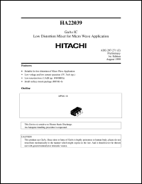 HA22039 datasheet: GaAs IC Low distortion mixer for micro wave application HA22039