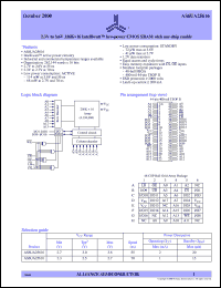 AS6UA25616-BC datasheet: 2.3V to 3.6V 256K x 16 Intelliwatt low-power CMOS SRAM with one chip enable AS6UA25616-BC