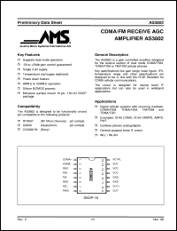 AS3802 datasheet: CDMA/FM transmit AGC amplifier AS3802