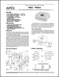 PA05A datasheet: Power operational amplifier PA05A
