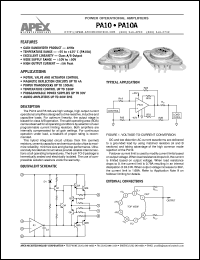 PA10A datasheet: Power operational amplifier PA10A