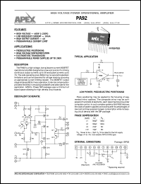 PA92 datasheet: High voltage power operational amplifier PA92