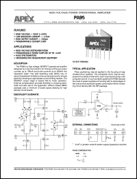 PA95 datasheet: High voltage power operational amplifier PA95