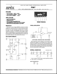 PA97 datasheet: High voltage power operational amplifier PA97