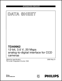 TDA9962 datasheet: 12-bit, 3.0 V, 20 Msps analog-to-digital interface for CCD cameras TDA9962