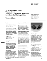 HFBR-5205T datasheet: ATM multimode fiber transceiver for SONET OC3,SDN STM1 in low cost 1x9 package style HFBR-5205T