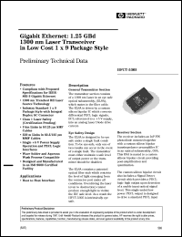 HFCT-5305 datasheet: Gigabit Ethernet: 1.25GBd 1300nm laser transceiver in low cost 1x9 package style HFCT-5305