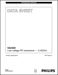 SA2420DH datasheet: Low voltage RF transceiver - 2.45GHz SA2420DH