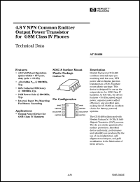 AT-36408-TR1 datasheet: 4.8V NPN common emitter output power transistor for GSM class IV phones AT-36408-TR1