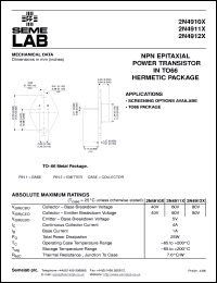 2N4910X datasheet: 40V Vce, 4A Ic, 3MHz NPN bipolar transistor 2N4910X