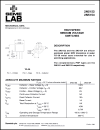 2N5152 datasheet: 80V Vce, 5A Ic, 60MHz NPN bipolar transistor 2N5152