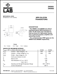 2N5681SMD datasheet: 100V Vce, 1A Ic, 30MHz NPN bipolar transistor 2N5681SMD