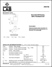 2N5786 datasheet: 45V Vce, 3.5A Ic NPN bipolar transistor 2N5786