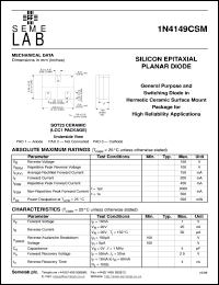 1N4149CSM datasheet: 100V, 0.15A Signal diode 1N4149CSM