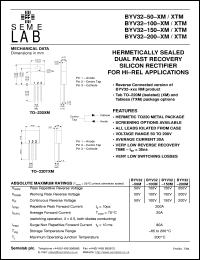 BYV32-200XM datasheet: 200V, 2x10A Dual Fast Recovery common cathode Rectifier diode BYV32-200XM